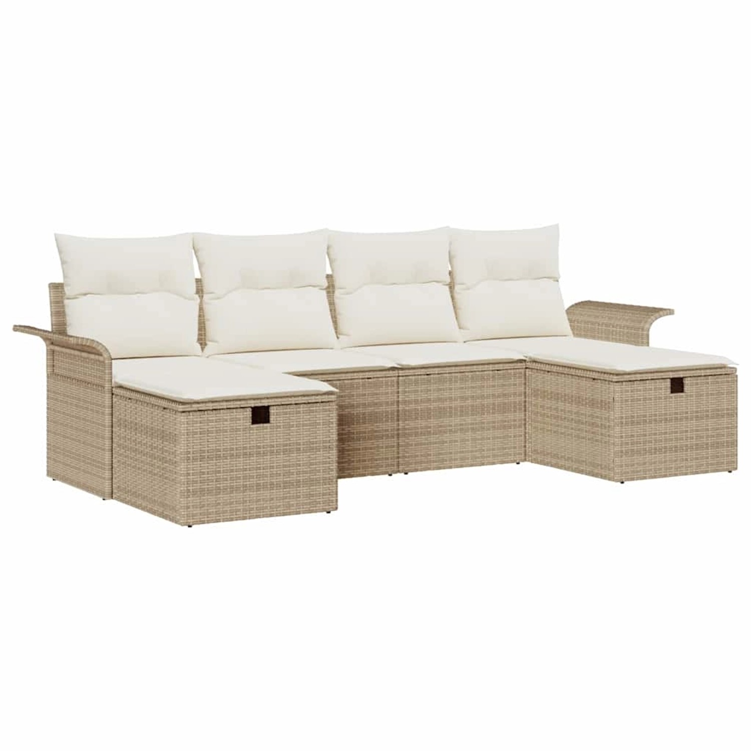 vidaXL Garten-Sofa-Set mit Kissen mit Speicher 6-Tlg Beige Poly Rattan 3360 günstig online kaufen