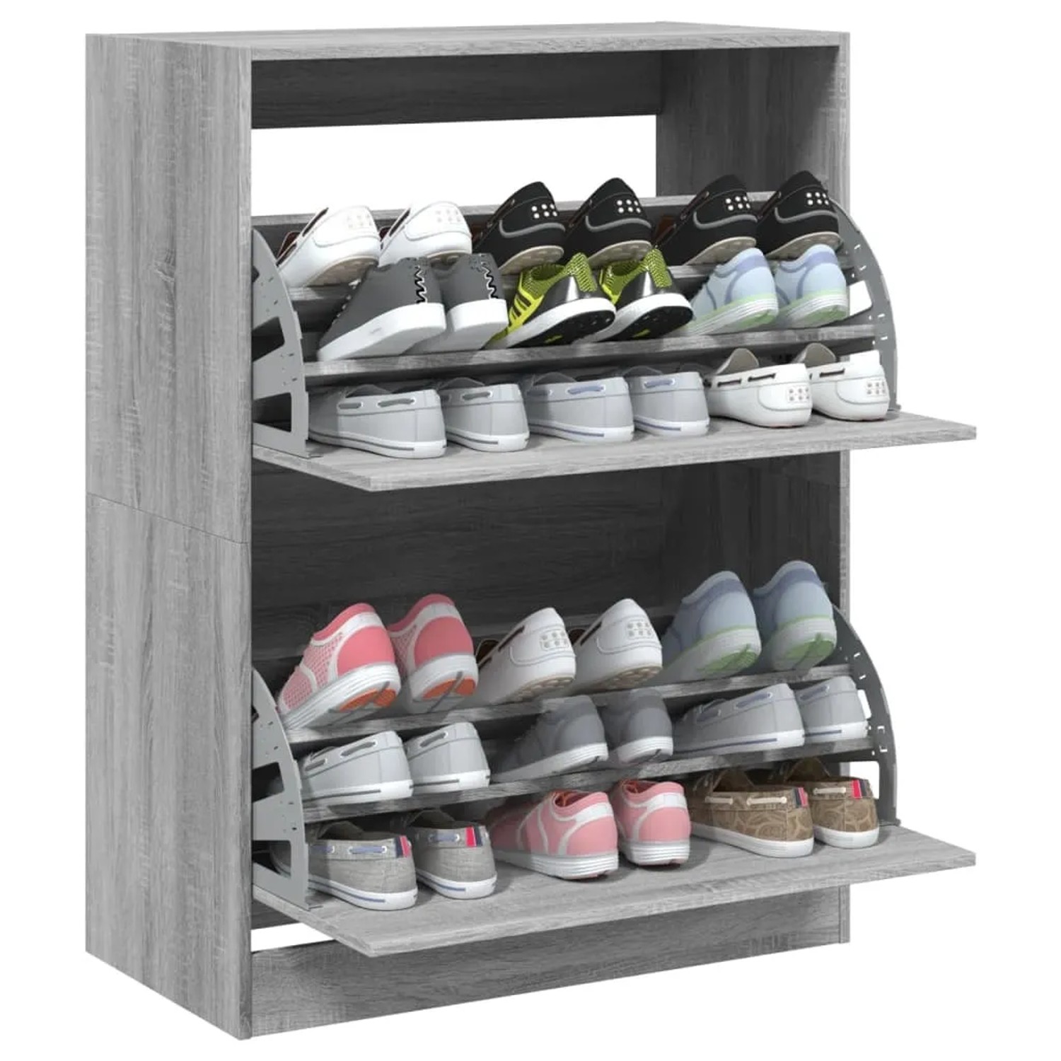 vidaXL Schuhschrank mit 2 Klappen Grau Sonoma 80x42x108 cm 3214404_4