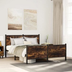 vidaXL Metallbett ohne Matratze Räuchereiche 160x200 cm 3301354