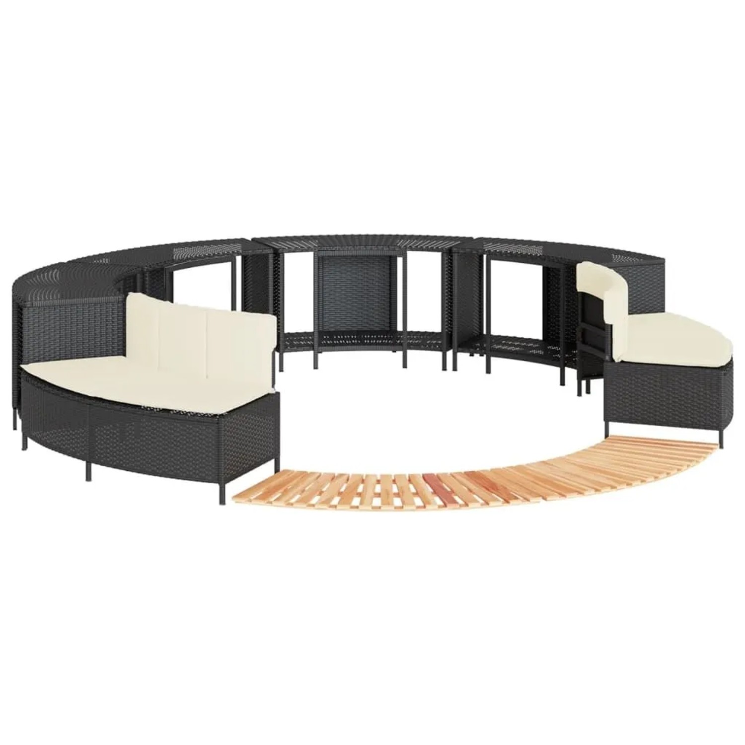 vidaXL Whirlpool-Umrandung Schwarz Poly-Rattan und Massivholz Akazie 3270642