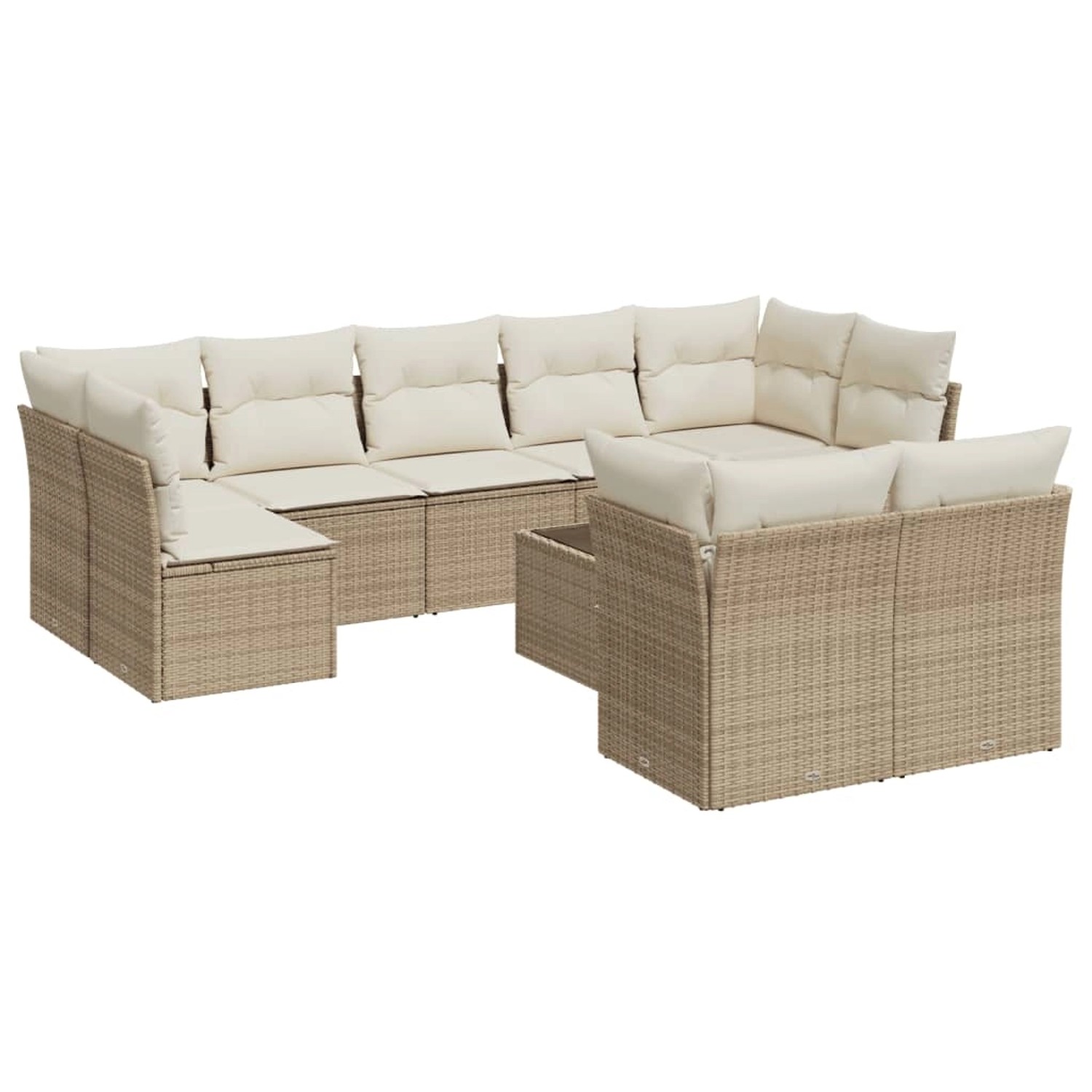 vidaXL 10-Tlg Garten-Sofagarnitur mit Kissen Beige Poly Rattan 3218158 günstig online kaufen