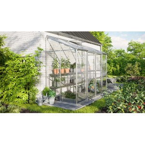 Vitavia Ida 3300 Anlehngewächshaus aus Alu mit Glas, 3,3 m² im Garten.