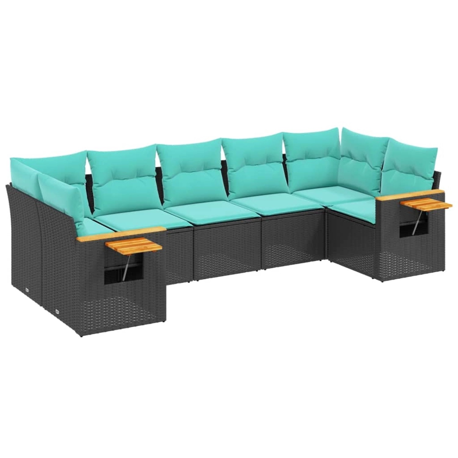 vidaXL 7-Tlg Garten-Sofagarnitur mit Kissen Schwarz Poly Rattan 3227107 günstig online kaufen