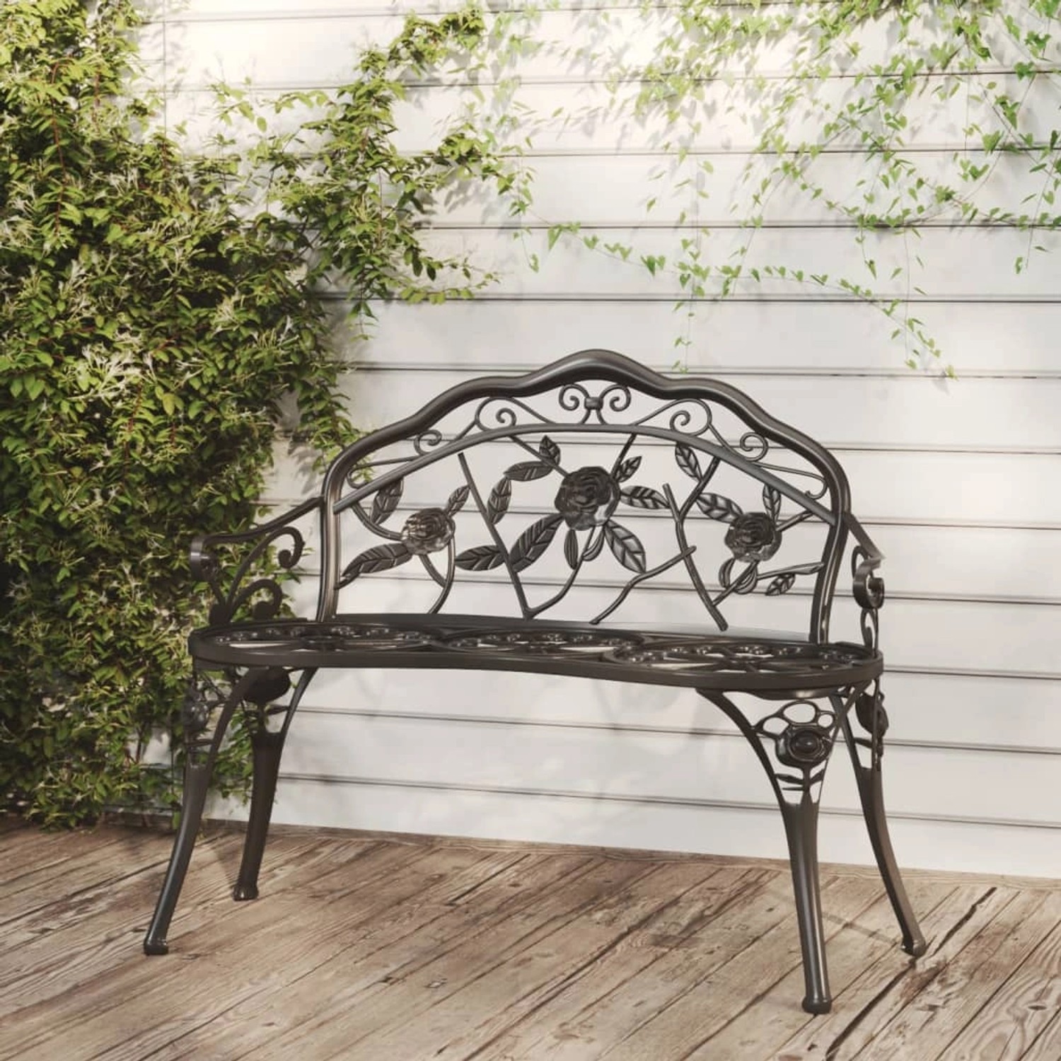 furnicato Gartenbank 100 cm Aluminiumguss Schwarz kaufen bei OBI