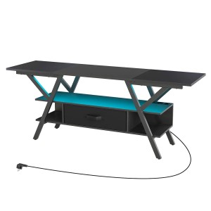 Costway Tv-Ständer mit Led & Usb & Type-C für 65-Zoll-Tv Schwarz