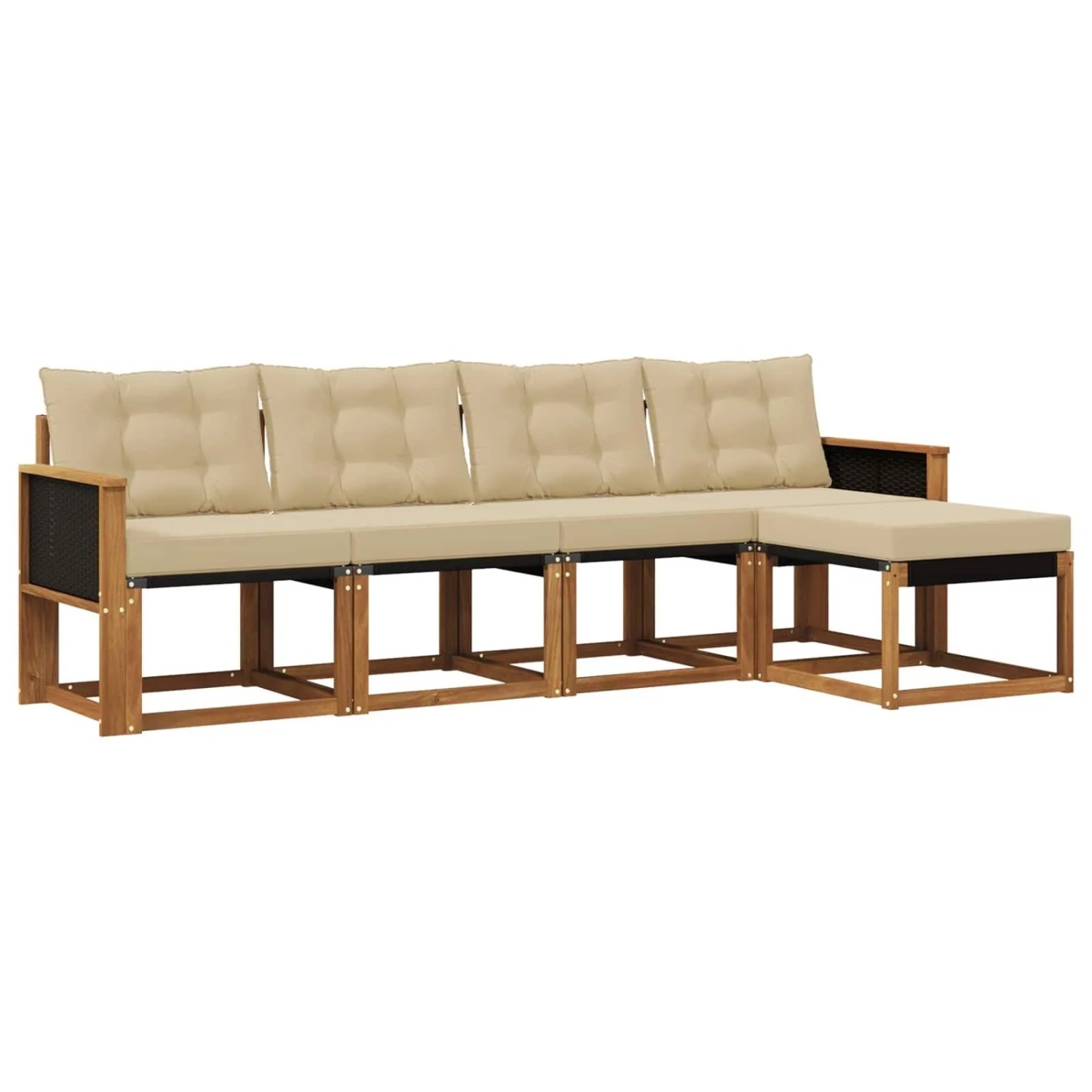 vidaXL Outdoor-Sofagarnitur mit Kissen 5 Stk Natur und Beige 3381881
