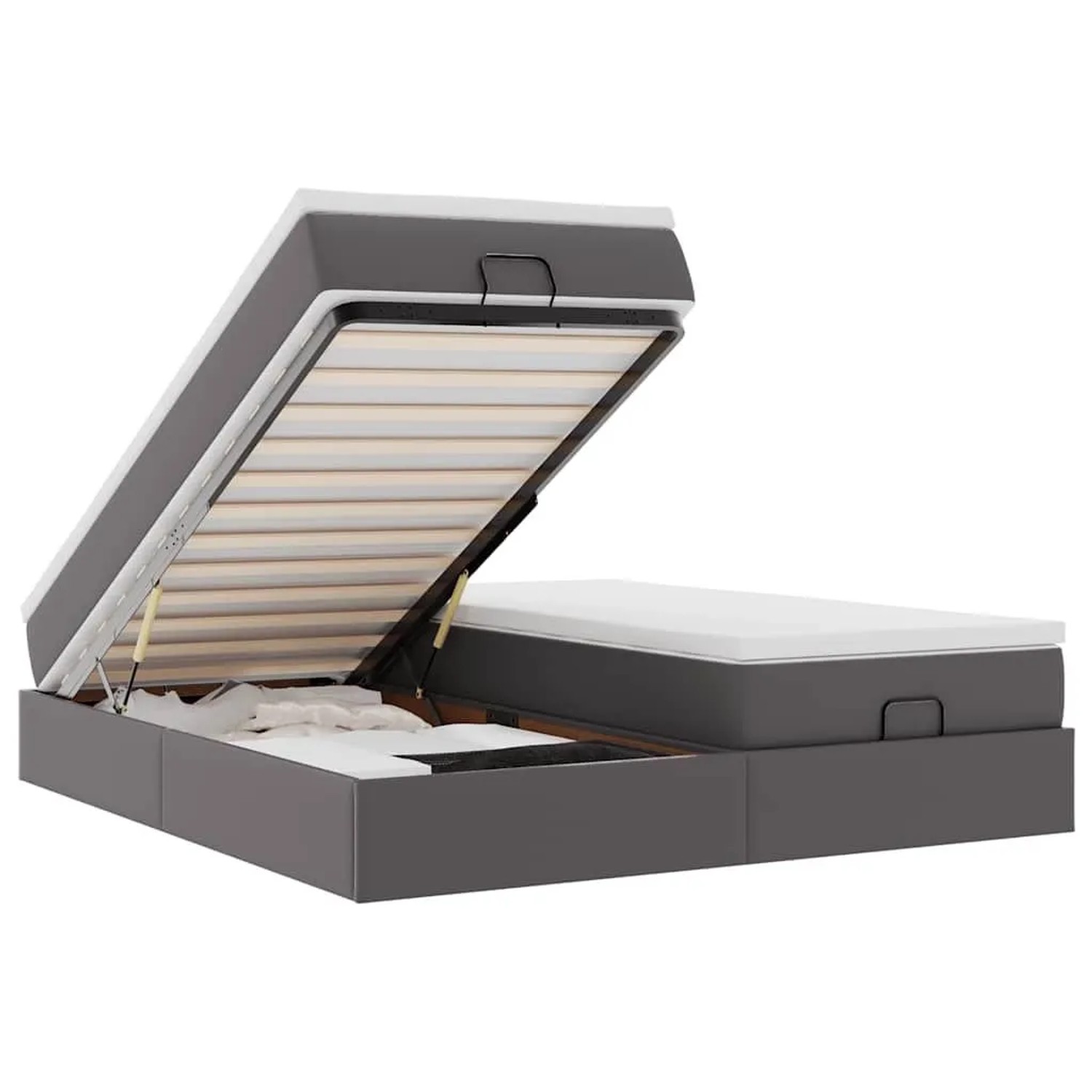 Thumbnail - vidaXL Ottoman-Bett mit Matratzen Grau 200x200 cm Kunstleder 3311232