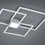 Moderne Trio LED-Deckenlampe Hydra, Nickel matt, mit quadratischem Design und warmweißem Licht.