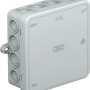Aufputz Abzweigkasten A 14 von OBO, lichtgrau, IP55 Schutz für Elektroinstallationen.