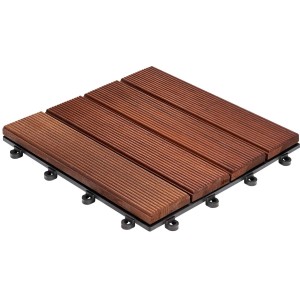 Florco Echtholz-Klickfliese Thermo-Esche, 30x30cm, 6er-Set für Terrasse & Balkon.