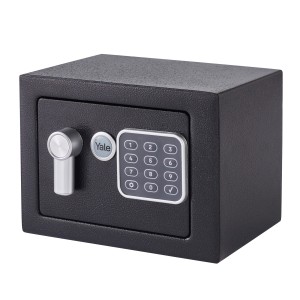 Schwarzer Yale Tresor Value Safe XS Code mit digitalem Tastenfeld und Schlüssel