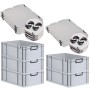 PROREGAL Sparset: 5 graue Euroboxen mit Deckel, 44 Liter, mit schwarzen Griffen. Aufbewahrungsboxen.