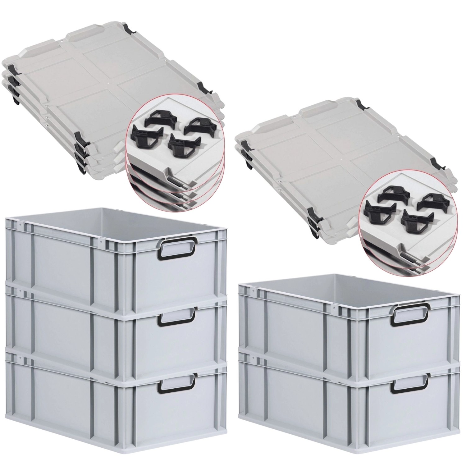 PROREGAL SparSet 5x Eurobox Nextgen Color Mit Auflagedeckel HxBxT 22x40x60c günstig online kaufen