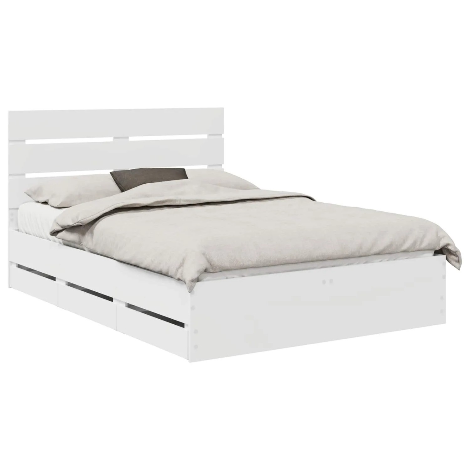 vidaXL Bettrahmen mit Schubladen Weiß 150 x 200 cm Ingenieurs Holz 3411823 günstig online kaufen