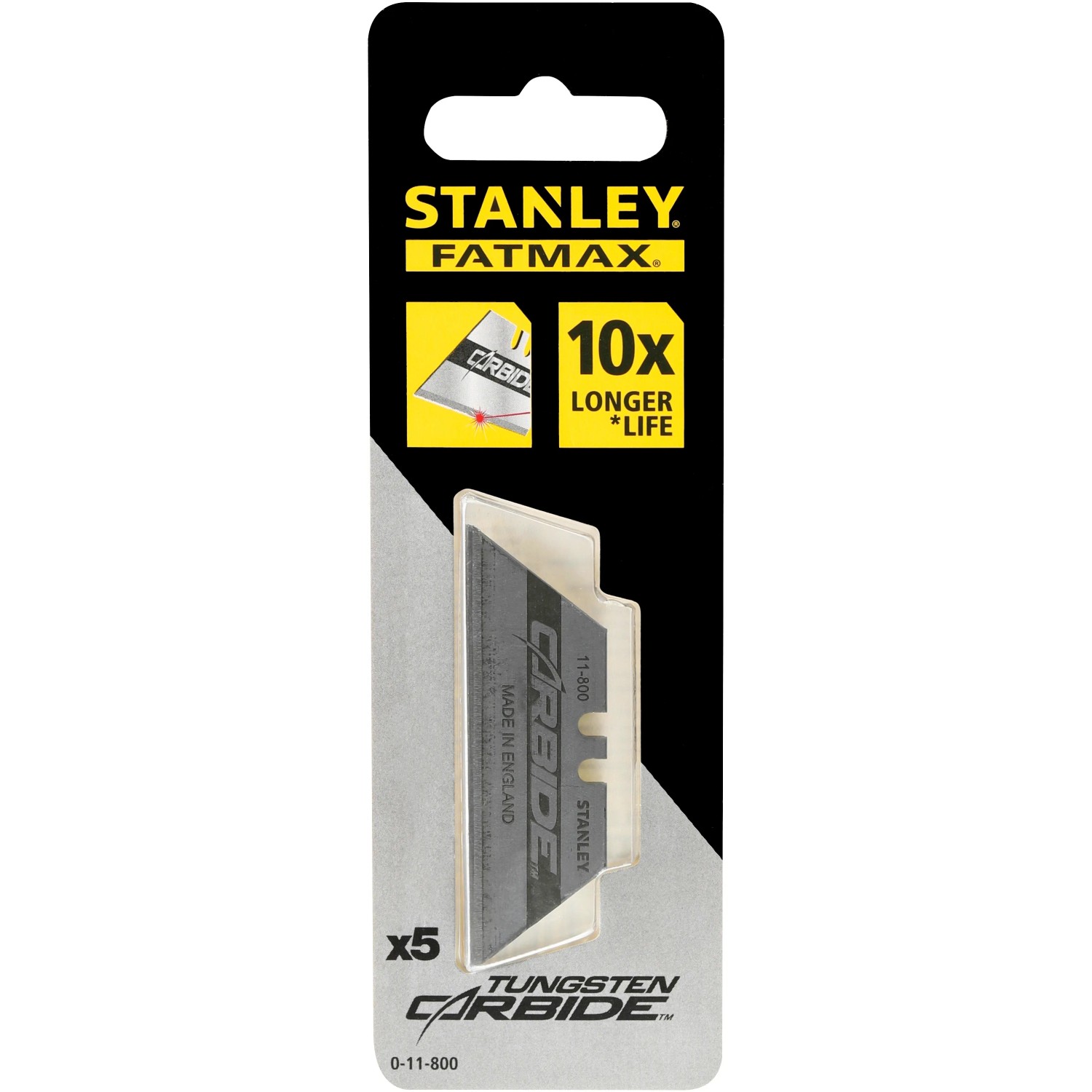 Stanley Carbide Trapezklingen, 10 Stück. Messer-Ersatzklingen aus Wolframkarbid für hohe Lebensdauer.