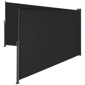 Tectake Doppel Seitenmarkise  180 x 600 cm Wetterfest  Blickdicht 180 x 600 cm 9 x 600 x 180 cm Schwarz