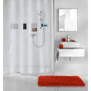 Transparenter Kleine Wolke Duschvorhang Pocket Clear mit Taschen für Smartphone und Tablet.