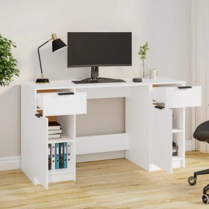 vidaXL Schreibtisch mit Beistellschrank Weiß Holzwerkstoff 3115908
