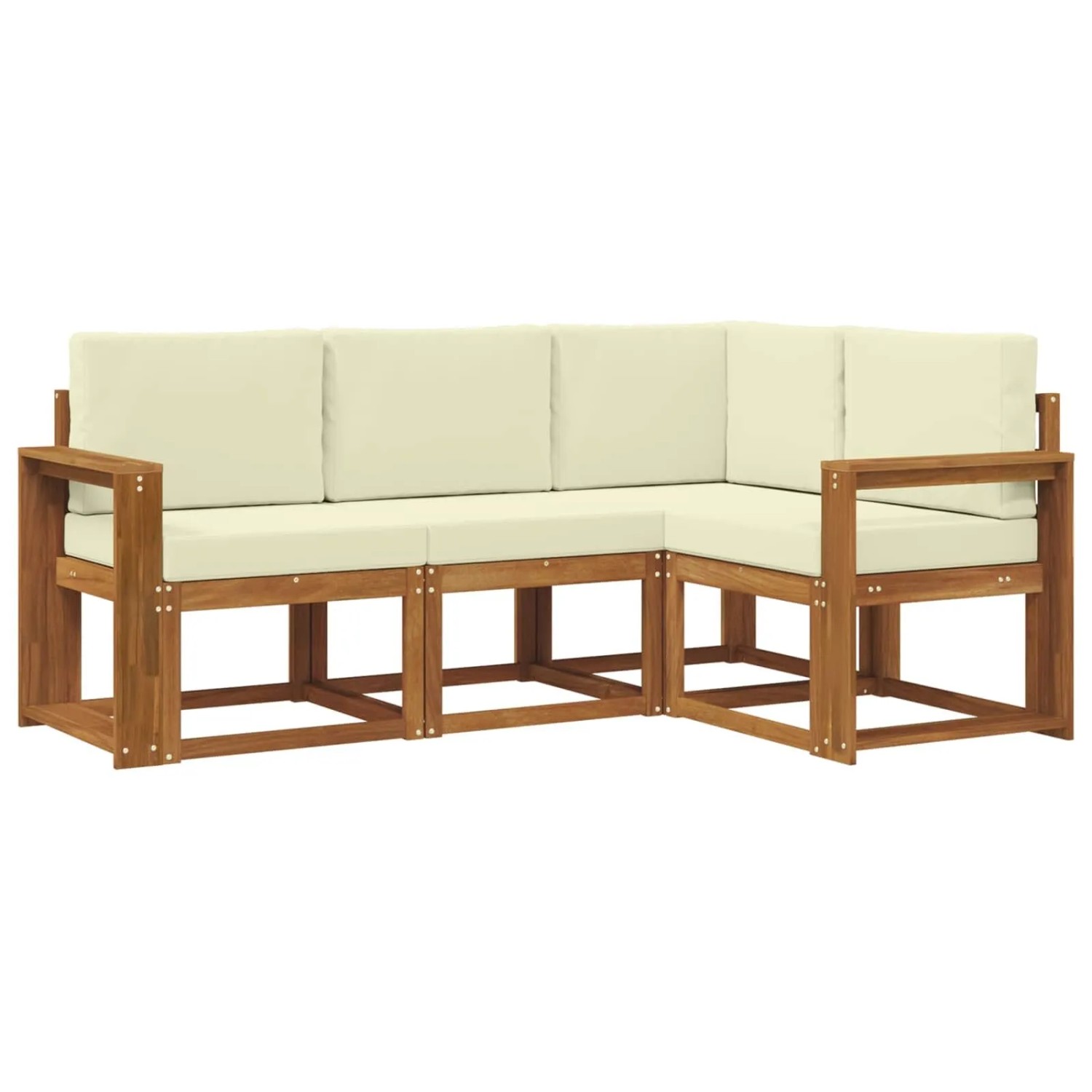 vidaXL Outdoor-Sofagarnitur mit Kissen 4 Stk Natur und Creme 3366328