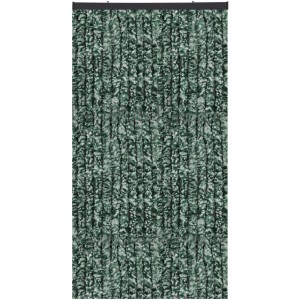 Flauschvorhang in Dunkelgrün/Weiß (100x220cm) für Balkon, Wohnwagen & Camping. Blickdicht & schützt vor Insekten.