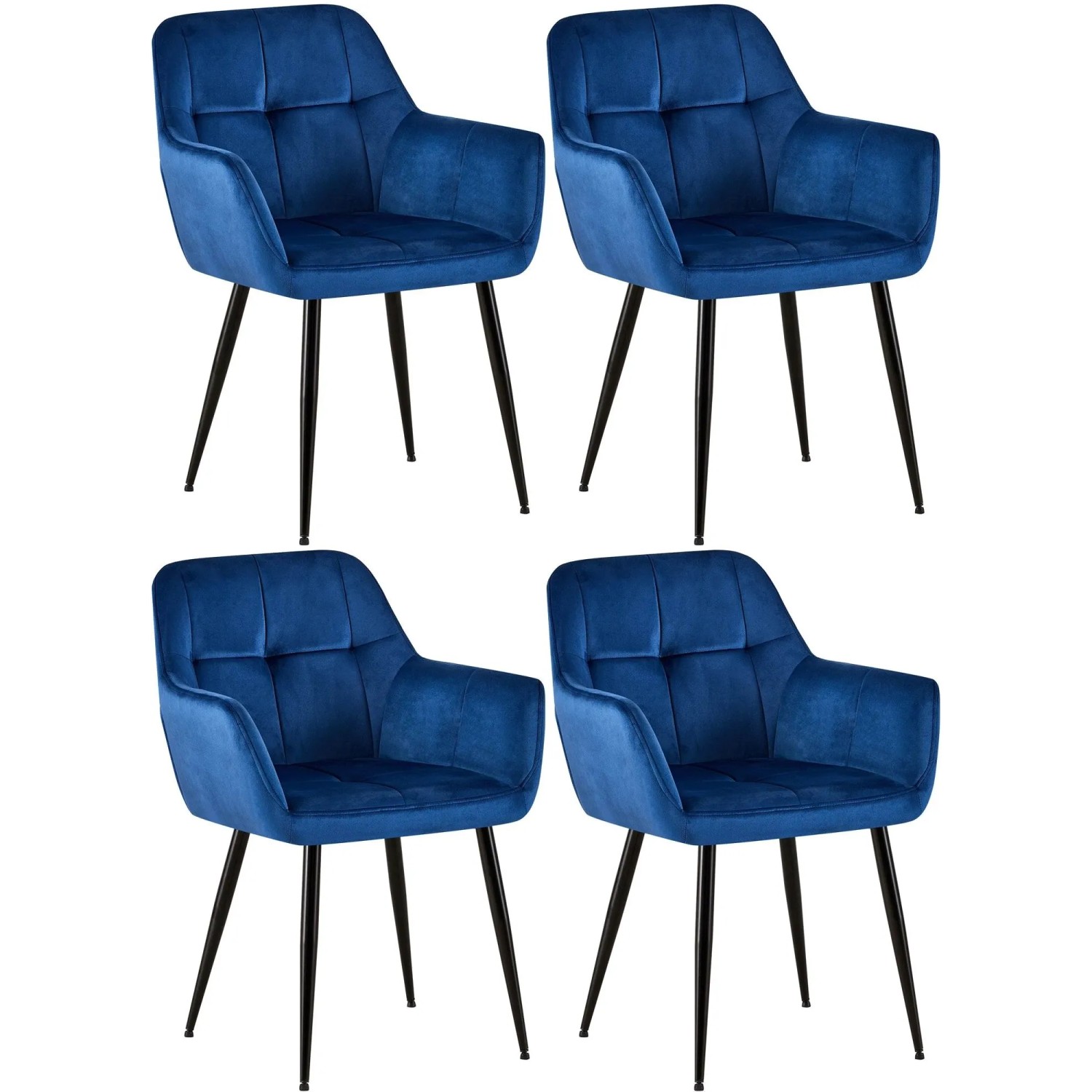 CLP 4er Set Esszimmerstühle Emia blau/Samt