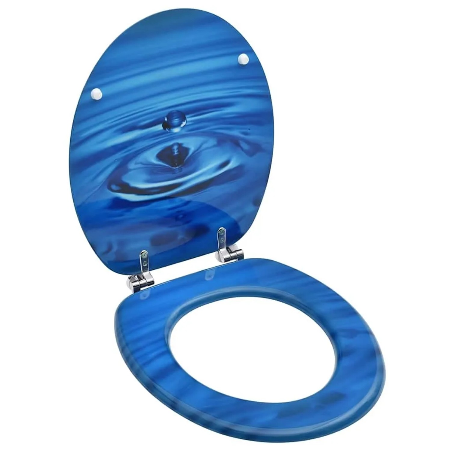 vidaXL Toilettensitz mit Deckel MDF Blau Wassertropfen-Design 146906