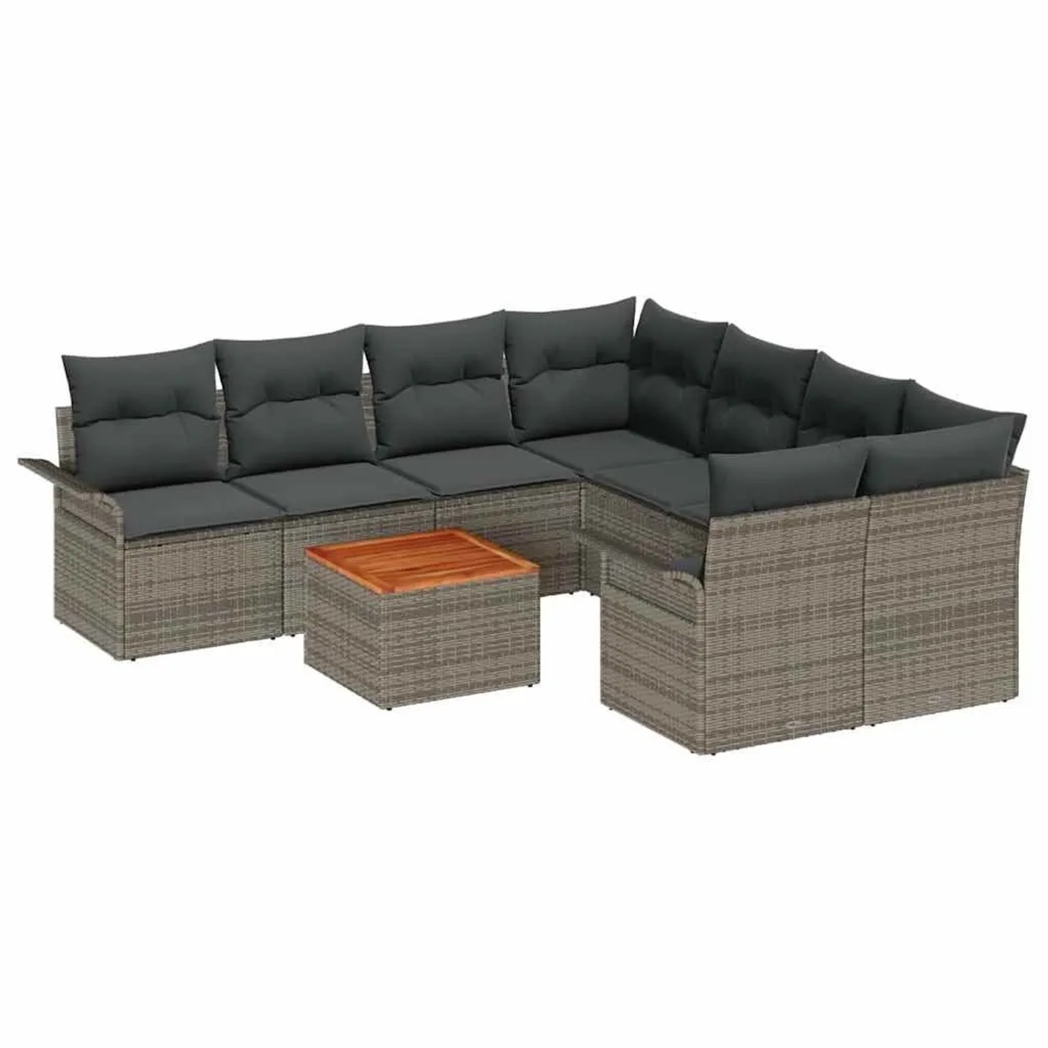vidaXL Gartensofa-Set mit Speicher 9 Stk Grau Poly-Rattan 3355976 günstig online kaufen