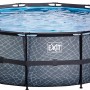EXIT Stone Pool, grauer Stahlrahmenpool Ø450x122cm mit Leiter und Filterpumpe.