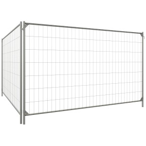 Mobilzaun, 2x3,5 m, feuerverzinkt, mit Haken und Ösen für Baugeräte und Absperrungen.