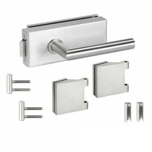 MeinTürgriff Exklusiv Glastürbeschlag Faro Glastür Edelstahl Studio Office Bänder Schloss Glas SET WC/PZ/Ungelocht