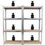 2er Set TRUTZHOLM Schwerlastregale, 160x80x40 cm, mit je 4 Böden und Gewichten auf den Böden.