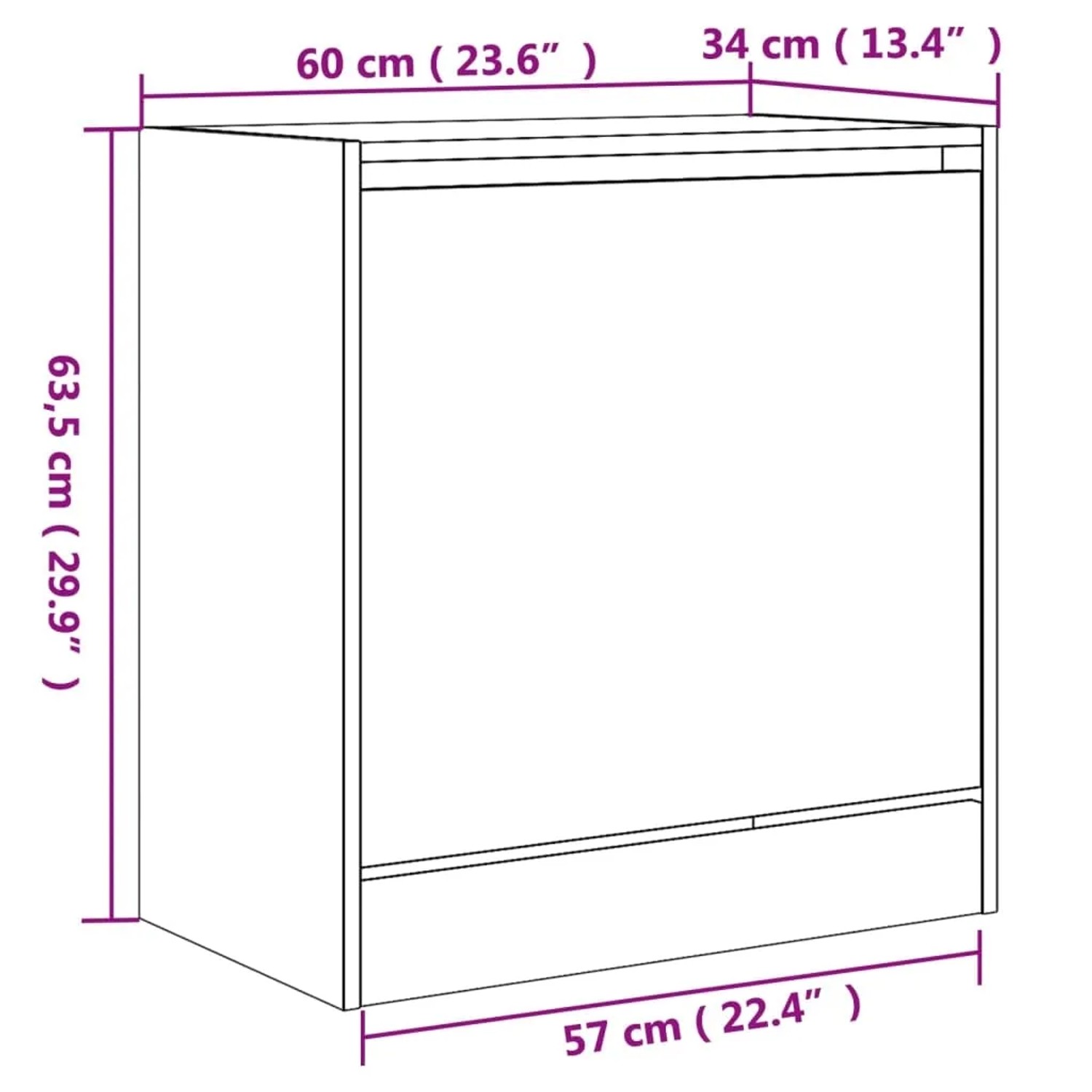 vidaXL Schuhschrank, Betongrau, 60x34x63,5 cm, aus Holzwerkstoff.