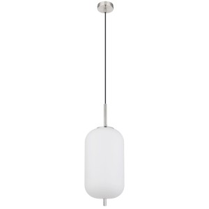 Moderne Globo Hängeleuchte Blacky I mit Opalglas, Nickel-Optik, Ø 22 cm. Pendelleuchte für Wohnraum und Esszimmer.