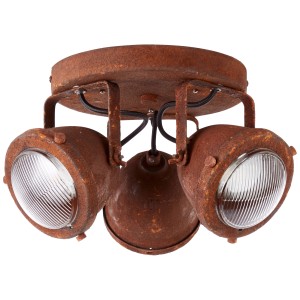 Rostfarbiger 3er LED-Spot Carmen von Brilliant, Deckenleuchte im Industrie-Stil.