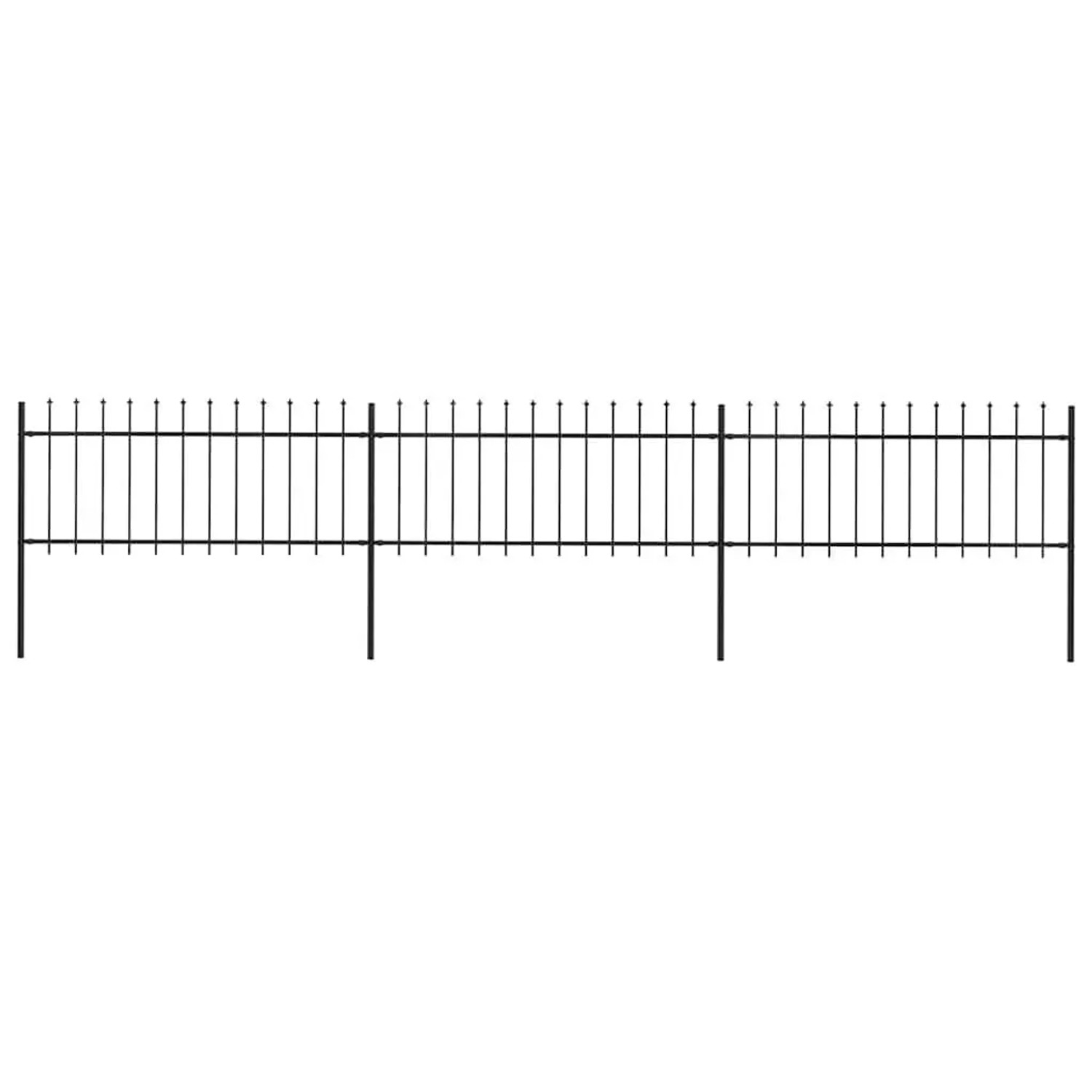 vidaXL Gartenzaun mit Speerspitze Stahl 537 x 80 cm Schwarz 277604