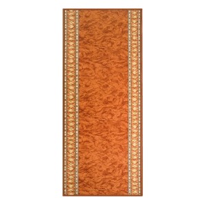 Terrafarbener Teppichläufer Rügen nach Maß, klassisches Design mit Bordüre.