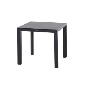 Rechteckiger, titanfarbener Siena Garden Gartentisch Silva, 80x80 cm, mit Aluminiumgestell.