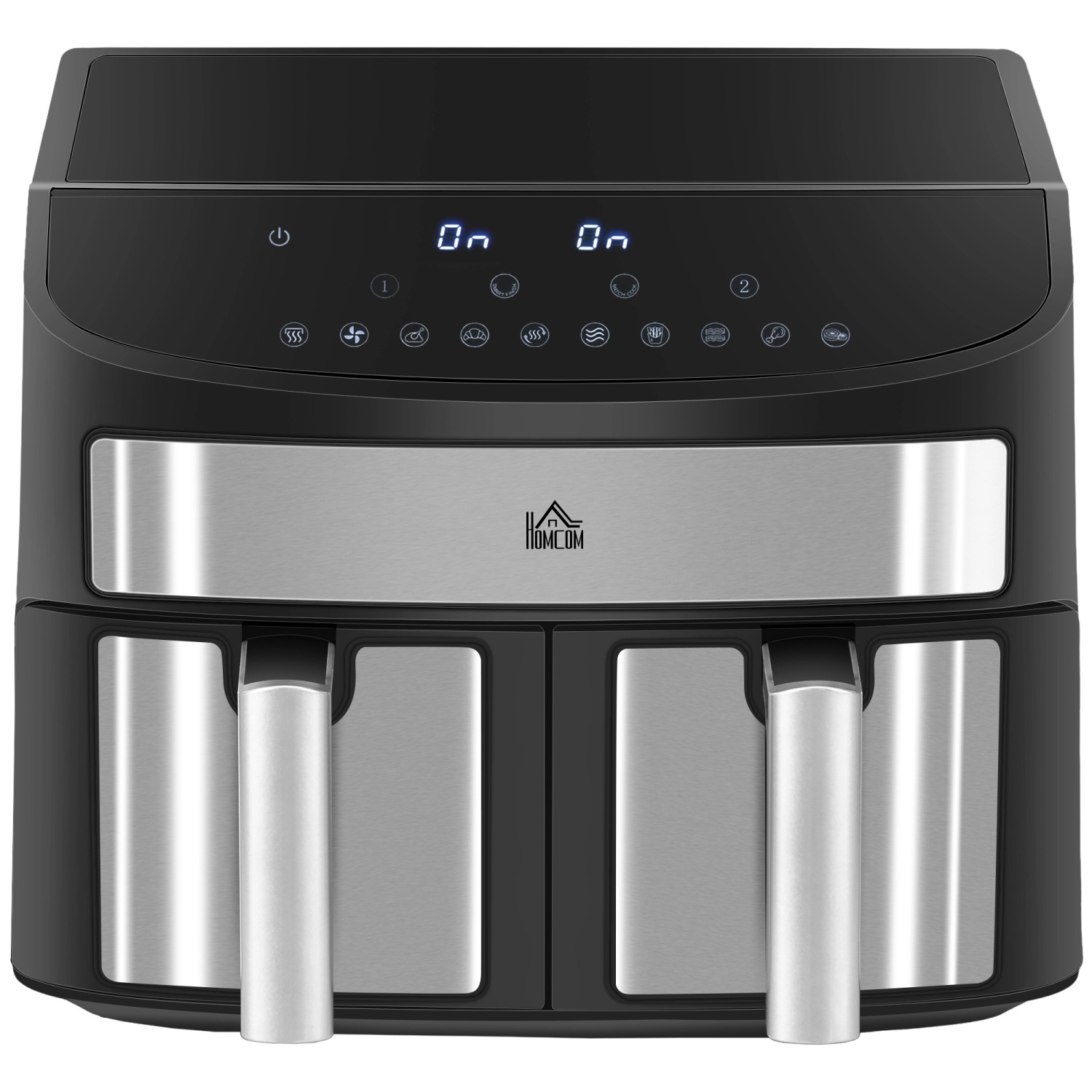 HOMCOM Heißluftfritteuse mit Doppelkammer Airfryer 10 Programmen 2400 W Sch günstig online kaufen