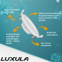 Weißer LUXULA LED Einbauspot mit CCT Farbtemperatur Einstellung für Deckenmontage.