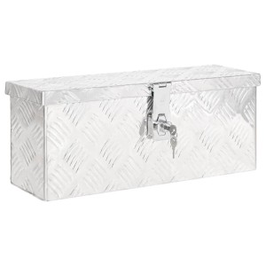 DELUKE Aluminiumbox Mit Deckel Abschließbar Alubox Deichselbox Alu Anhängerbox Werkzeugkiste Transportbox Metallkiste 50x15x20,5cm Silber