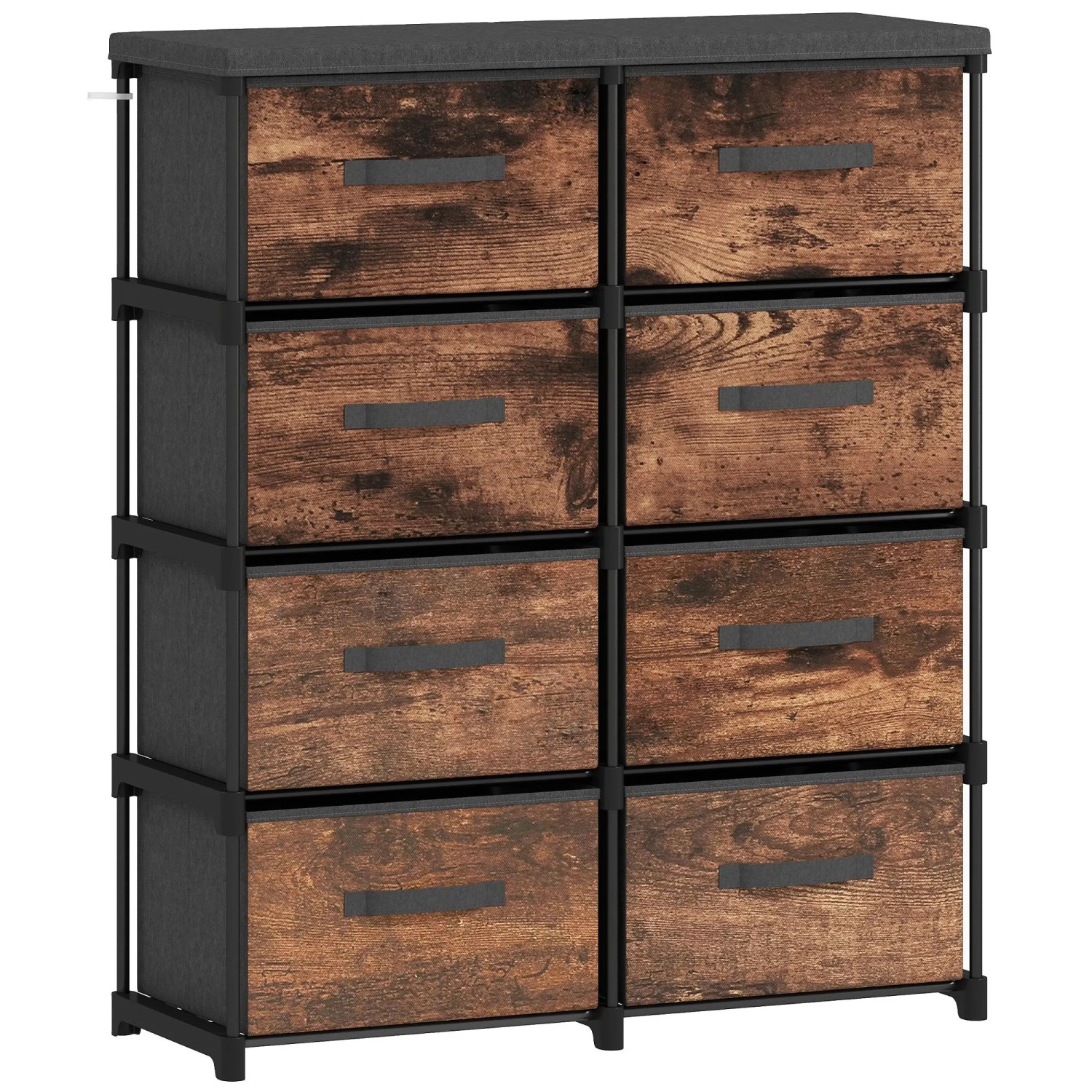 HOMCOM Kommode Polyester Metall 84,5L x 30,5B x 100H cm Rustikal-Braun