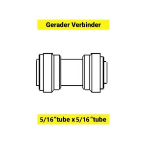 Ich-Zapfe Schlauchverbinder, gerader Verbinder, 5/16 Zoll, grau, aus Kunststoff.