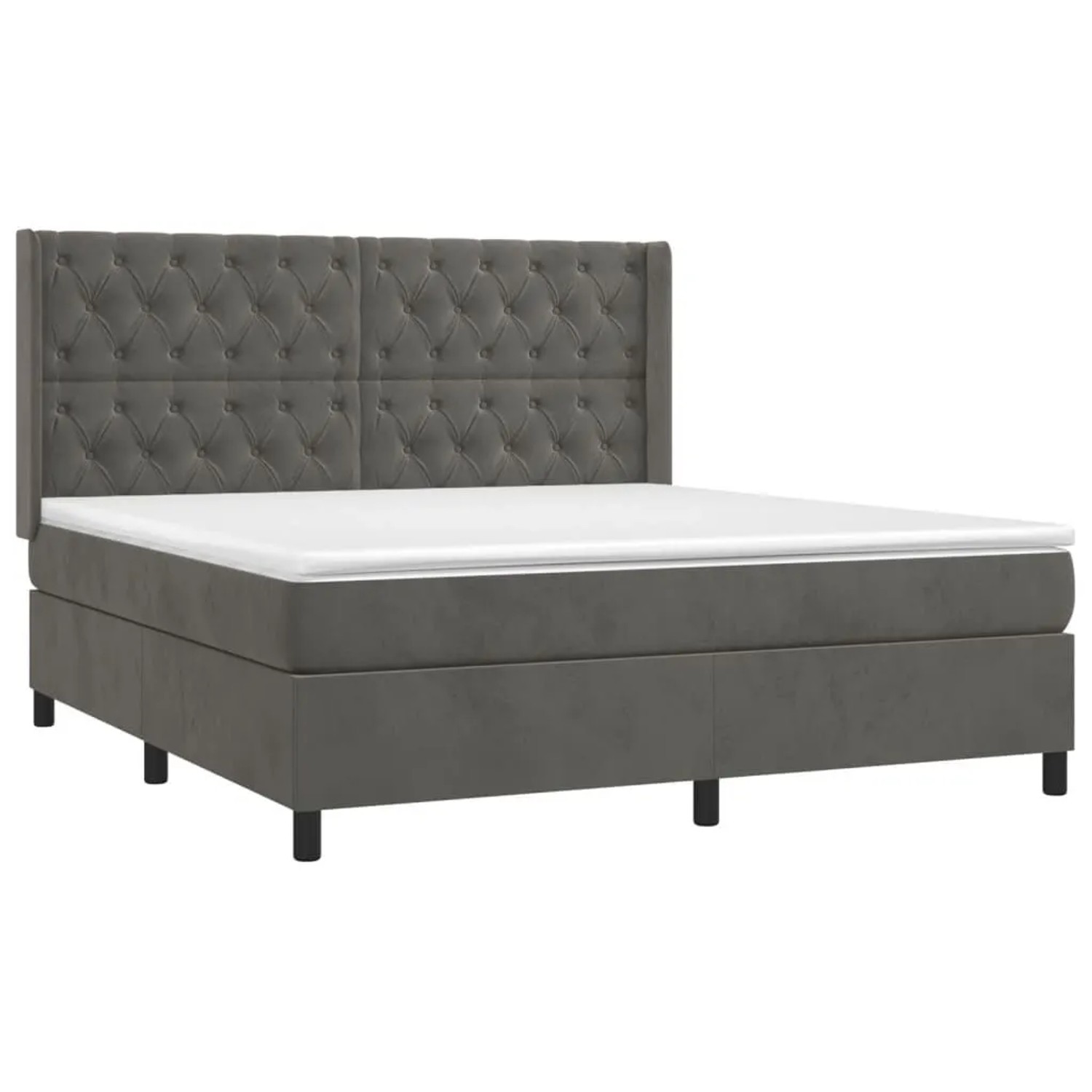 vidaXL Boxspringbett mit Matratze Dunkelgrau 160x200 cm Samt 3132868 günstig online kaufen