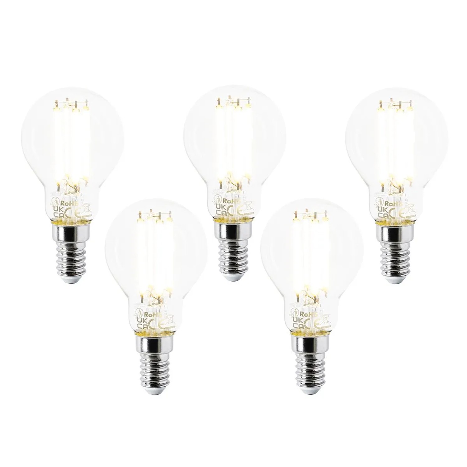 LUEDD 5er Set E14 LED Glühbirnen P45 Klar 2,2W 470lm 2700K