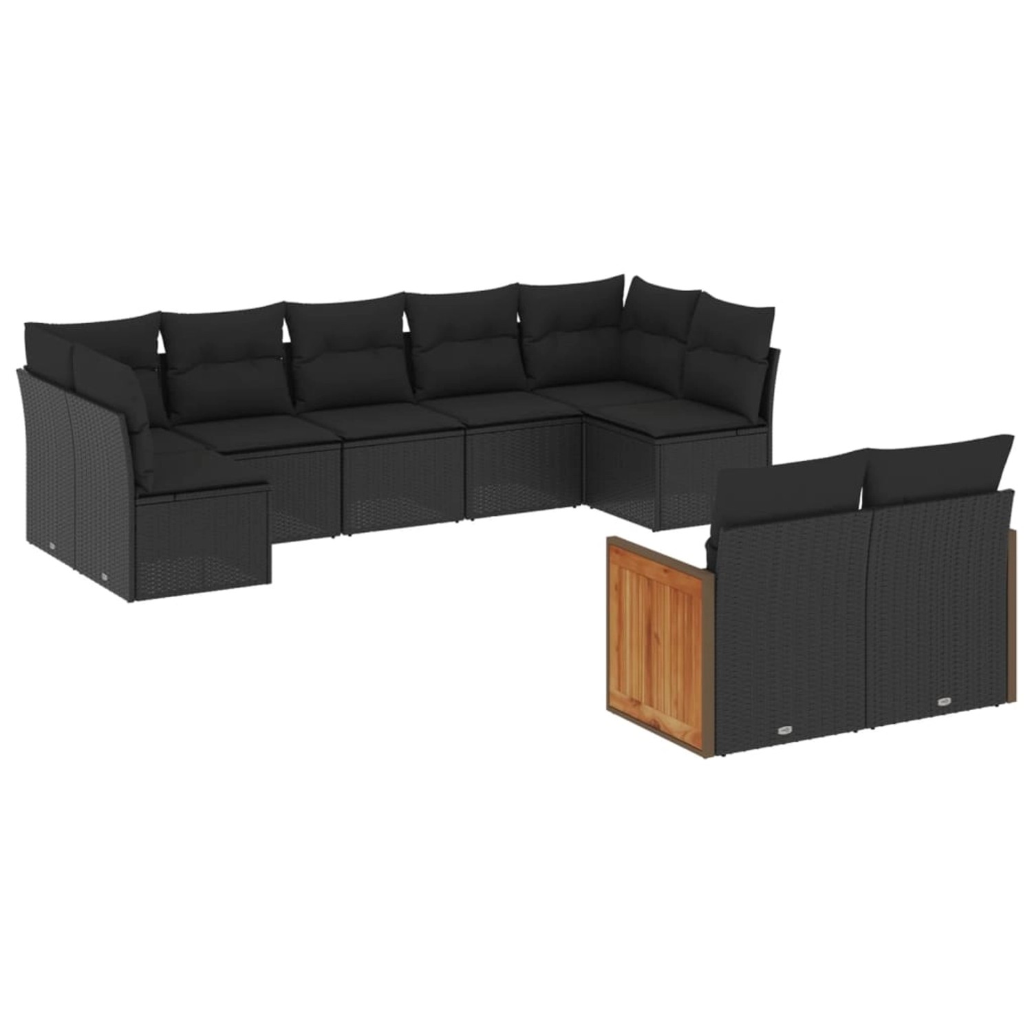 vidaXL 9-Tlg Garten-Sofagarnitur mit Kissen Schwarz Poly Rattan 3260368 günstig online kaufen