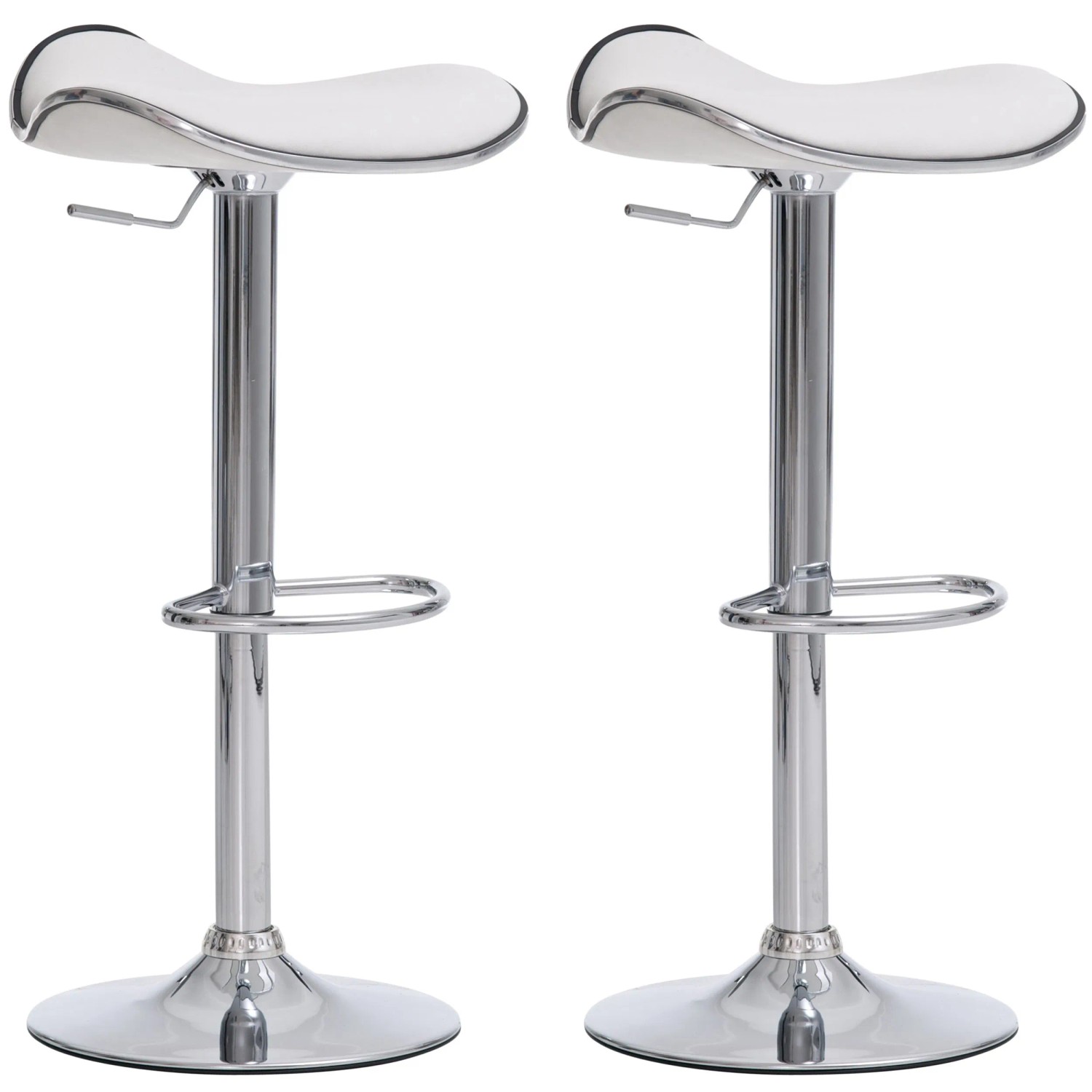 DELUKE 2er Set Barhocker TANOR Kunstleder Weiß 45x45x71cm Silber Barstuhl Höhenverstellbar Mit Lehne Drehbar Tresenhocker Tresenstuhl