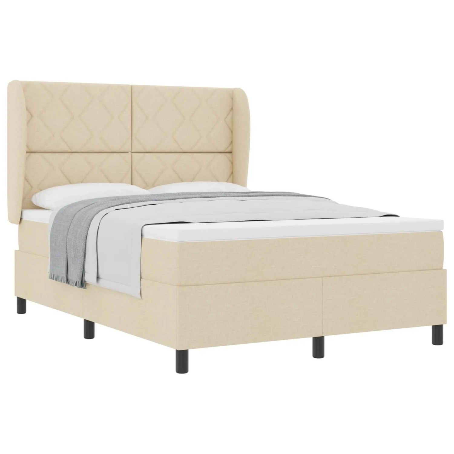 vidaXL Boxspringbett mit Matratze Creme 160 x 200 cm Stoff 3340639