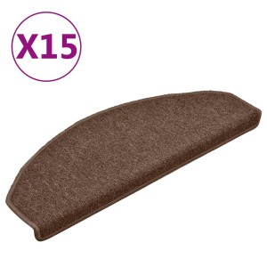Braune VidaXL Treppenmatte, 65x24 cm, 15er Set. Stufenmatte aus PP-Tufting für mehr Sicherheit.