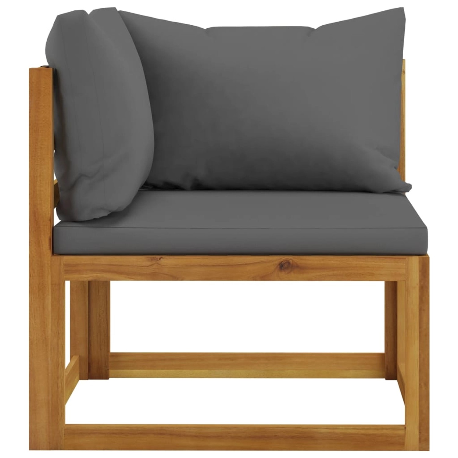 vidaXL Gartenmöbel Lounge-Ecke aus Akazie mit grauen Auflagen. Teil eines modularen Garten-Lounge-Sets.
