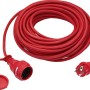 Rotes 20 m Verlängerungskabel H05RR-F 3G1,5 mit Schutzkontaktstecker und Kupplung für Innen- und Außenbereich.